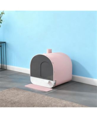 Pink Cat Litter Box with Lid Scoop and Filter A Delicate Design for a Fresher Home