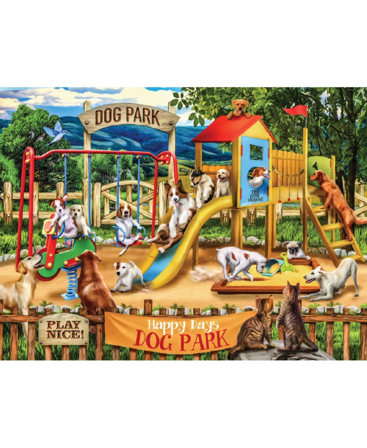 SunsOut Happy Days Dog Park 1000 piece Jigsaw Puzzle for Adults