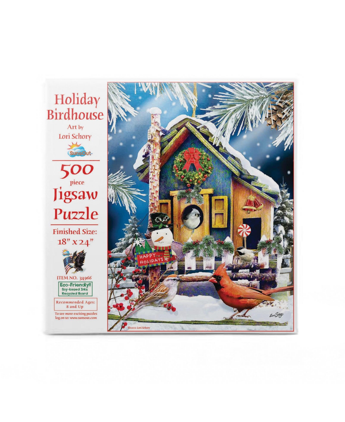 SunsOut Holiday Birdhouse 500 piece Jigsaw Puzzle for Adults Christmas