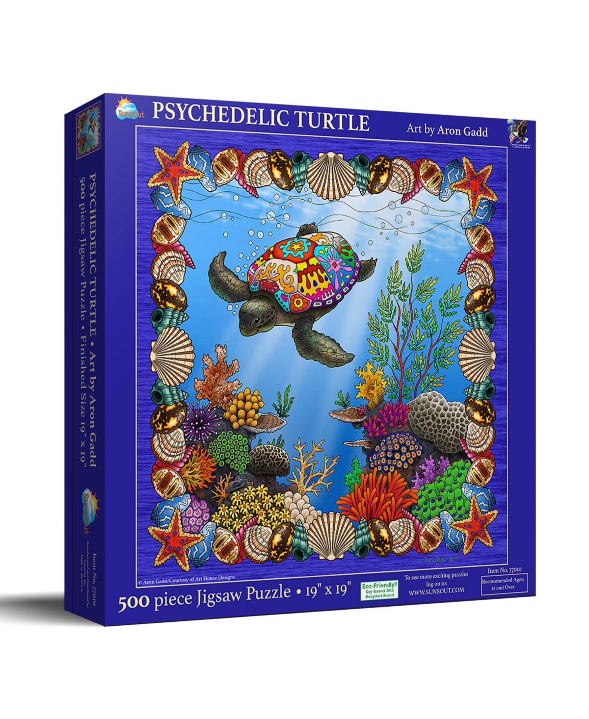 SunsOut Psychedelic Turtle 500 piece Jigsaw Puzzle for Adults