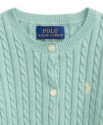 Girls' 2T-6X Mini-Cable Front-Button Cardigan