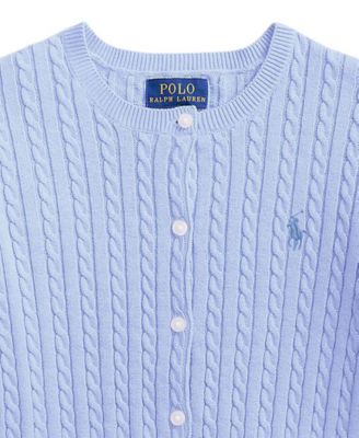 Girls' 7-16 Mini-Cable Button Front Cardigan