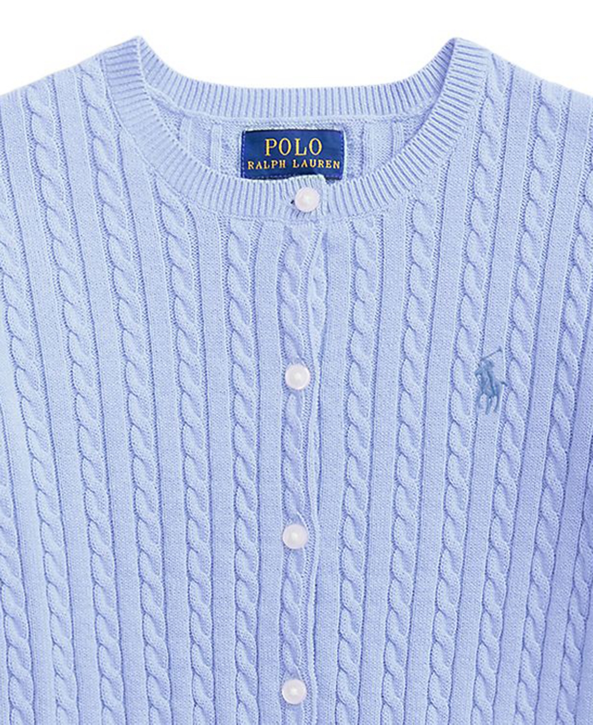 Polo Ralph Lauren Girls' 7-16 Mini-Cable Button Front Cardigan