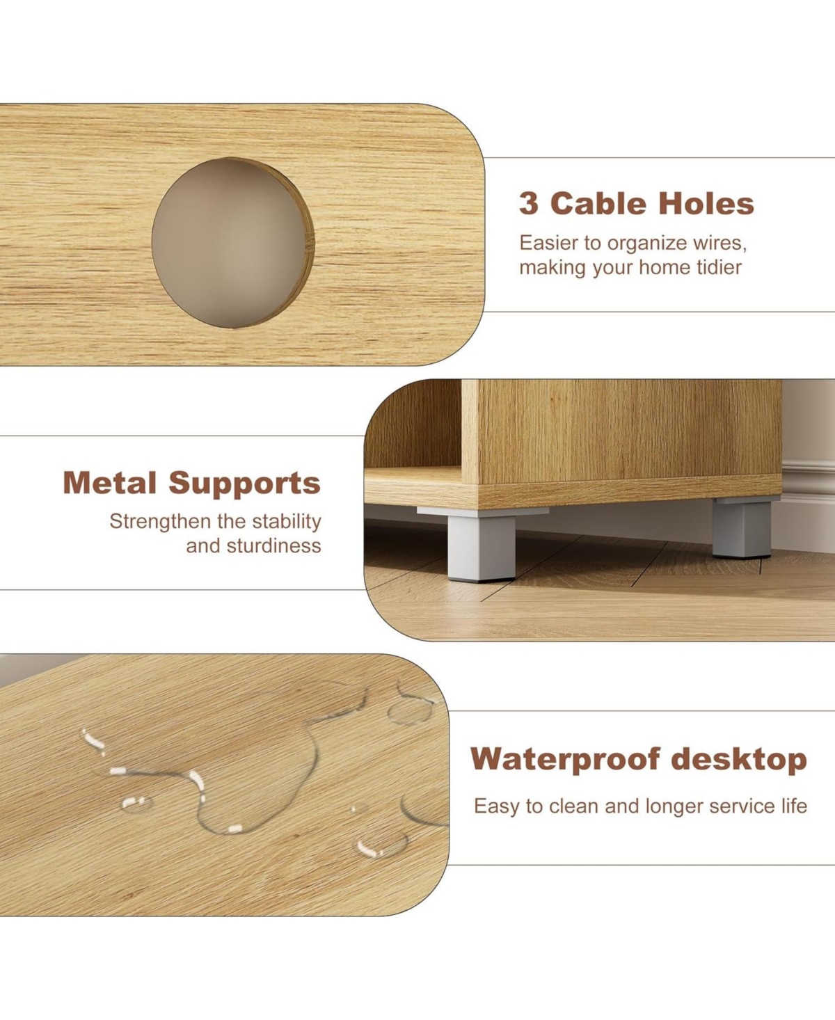 gaomon Rattan Tv Stand for 70" Tv, Entertainment Center with Storage Shelves, Natural Oak Console