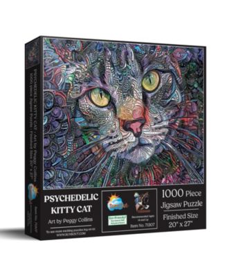 Psychedelic Kitty Cat 1000 piece Jigsaw Puzzle for Adults