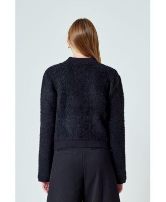 Women's Collared Button Up Knit Jacket