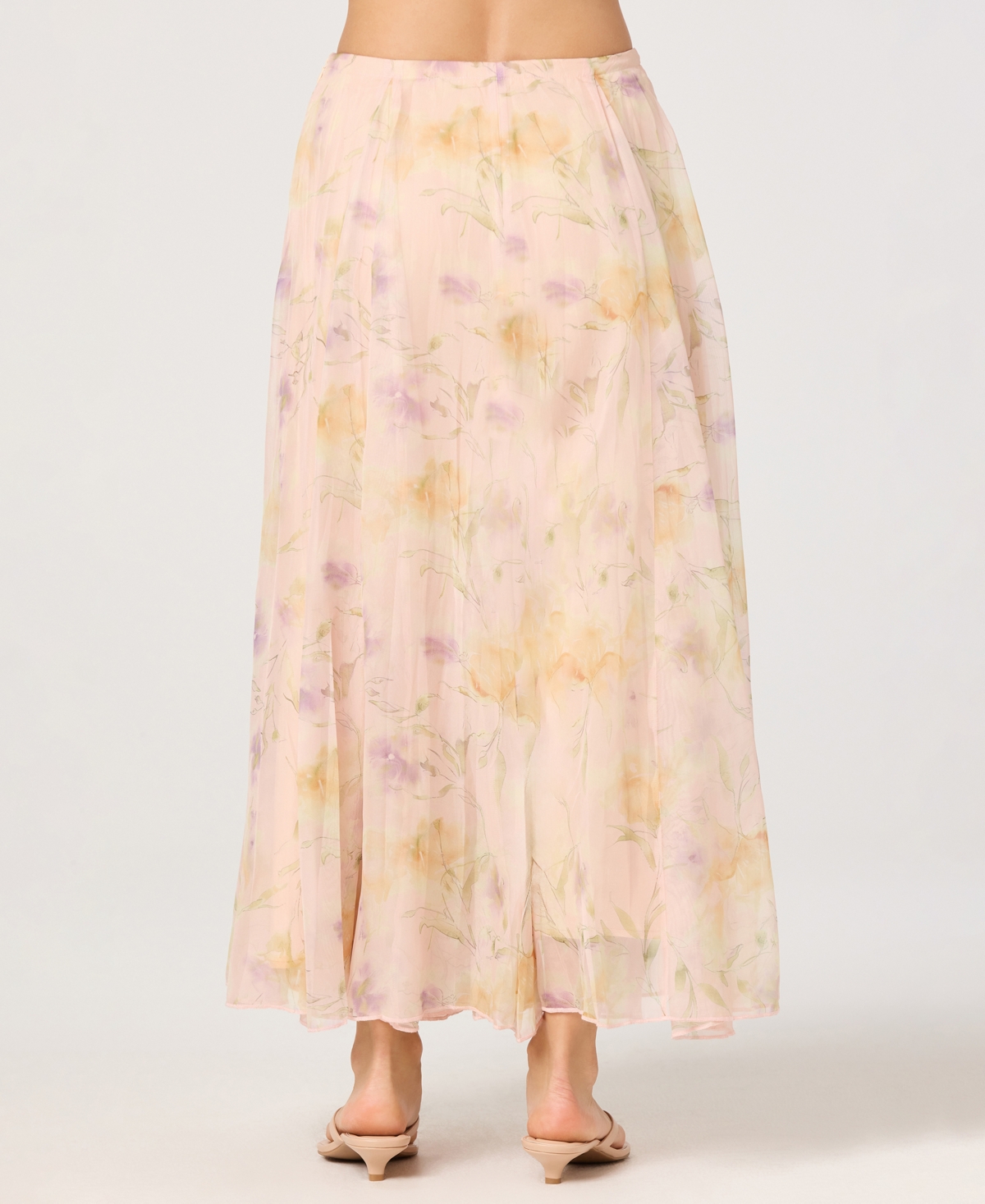 Astr the Label Women's Floral Side-Zipper Pleated Maxi Skirt