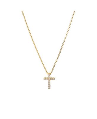 14k Gold Plated Aveline Crystal Cross Necklace Holiday Gift Guide