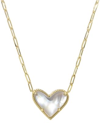Imitation Pearl Ari Heart Statement Short Pendant Necklace
