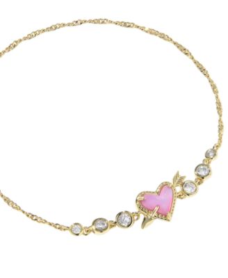 Opalescent Resin and Cubic Zirconia Ari Heart Arrow Tennis Bracelet