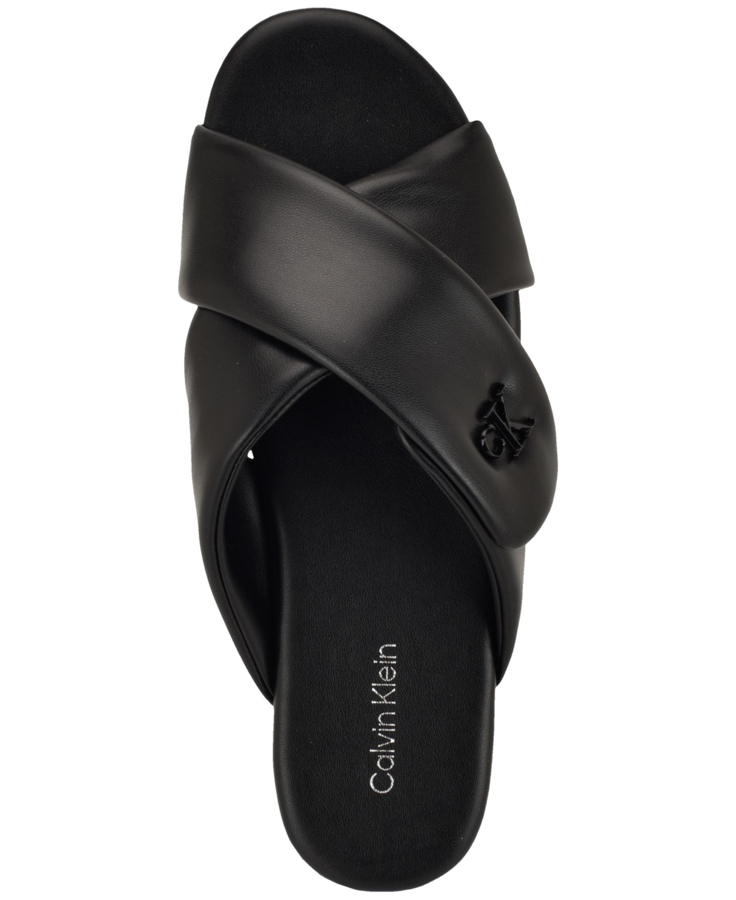 Женские сандалии Calvin Klein Renley Criss-Cross Flat Slip-On, цвет: Чёрный — фото 4