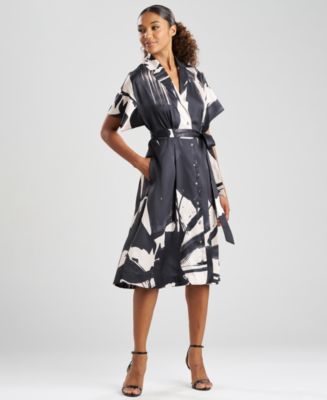 natori shirt dress Natori Women's Brushstroke Short-Sleeve Dress