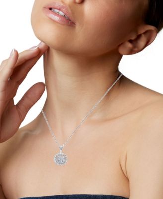 Diamond Cluster Pendant Necklace (1/4 ct. t.w.) in 14k White Gold