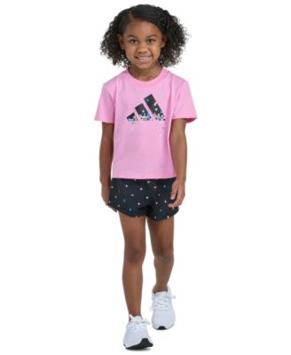 Girls' 2T-6 Short-Sleeve T-Shirt and Printed Woven Shorts, 2-Piece Set