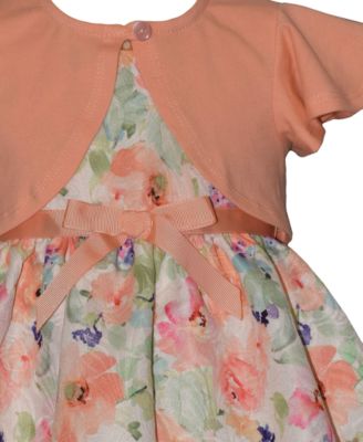 Baby Girls' Round Neck Cardigan, Dress and Bloomers, 3-Piece Set