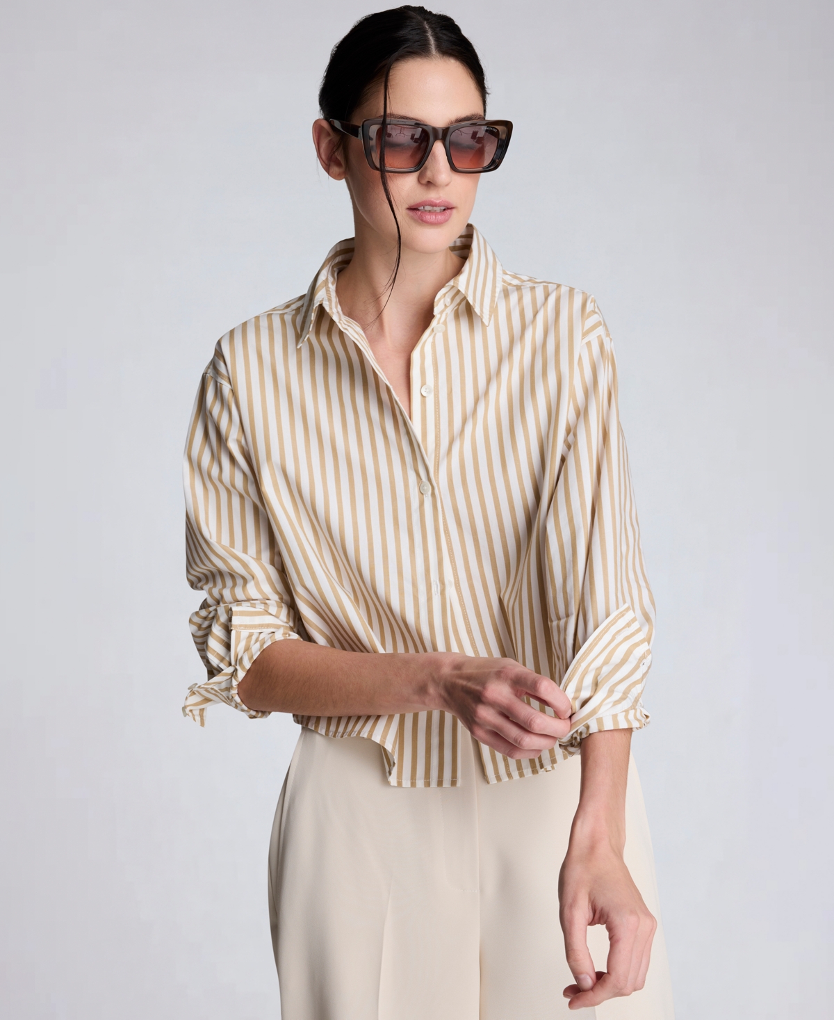 Kenneth Cole Women's Button-Front Cropped Shirt