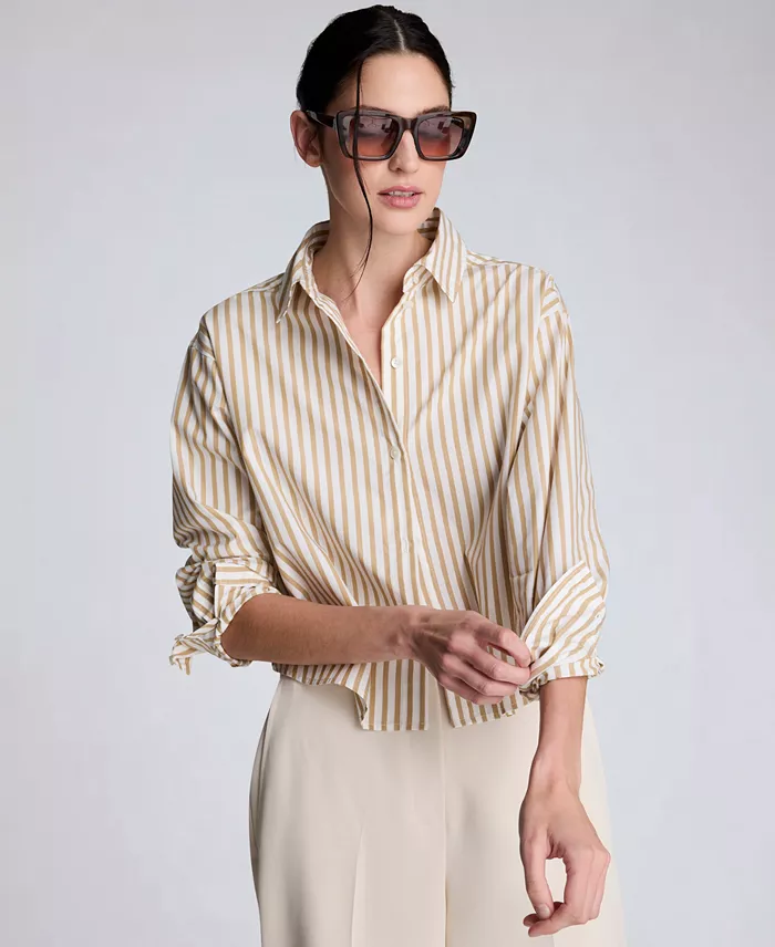 Women's Button-Front Cropped Shirt - thumbnail 4