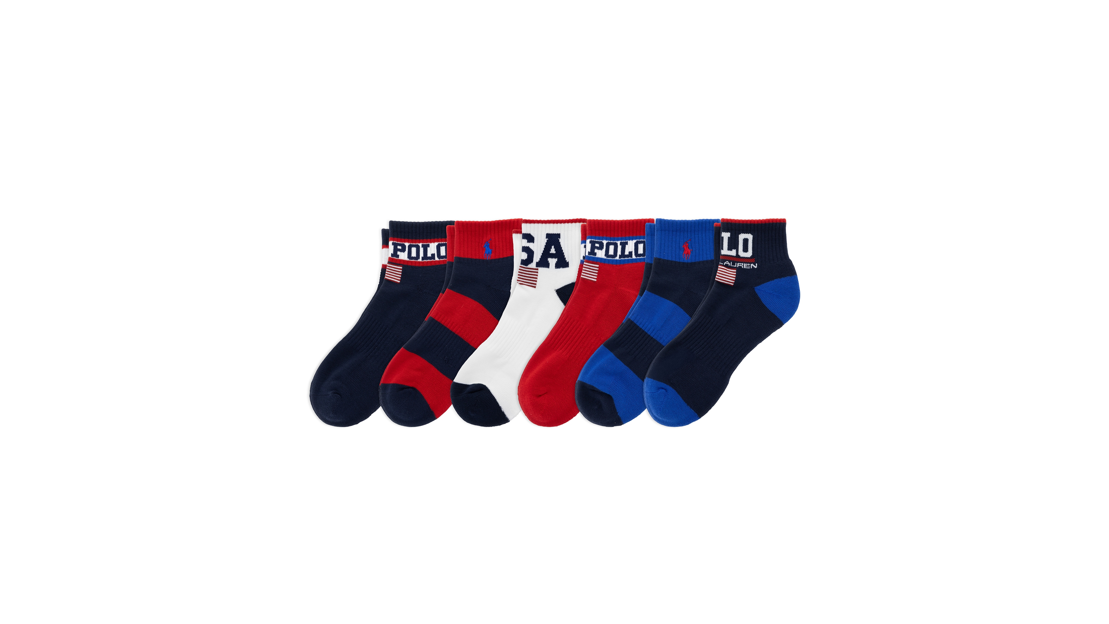 Polo Ralph Lauren Men's Usa Stadium Quarter Socks, 6-Pack