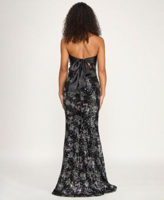 Juniors' Strapless Twist-Front Sequin Detail Gown, Created for Macy's