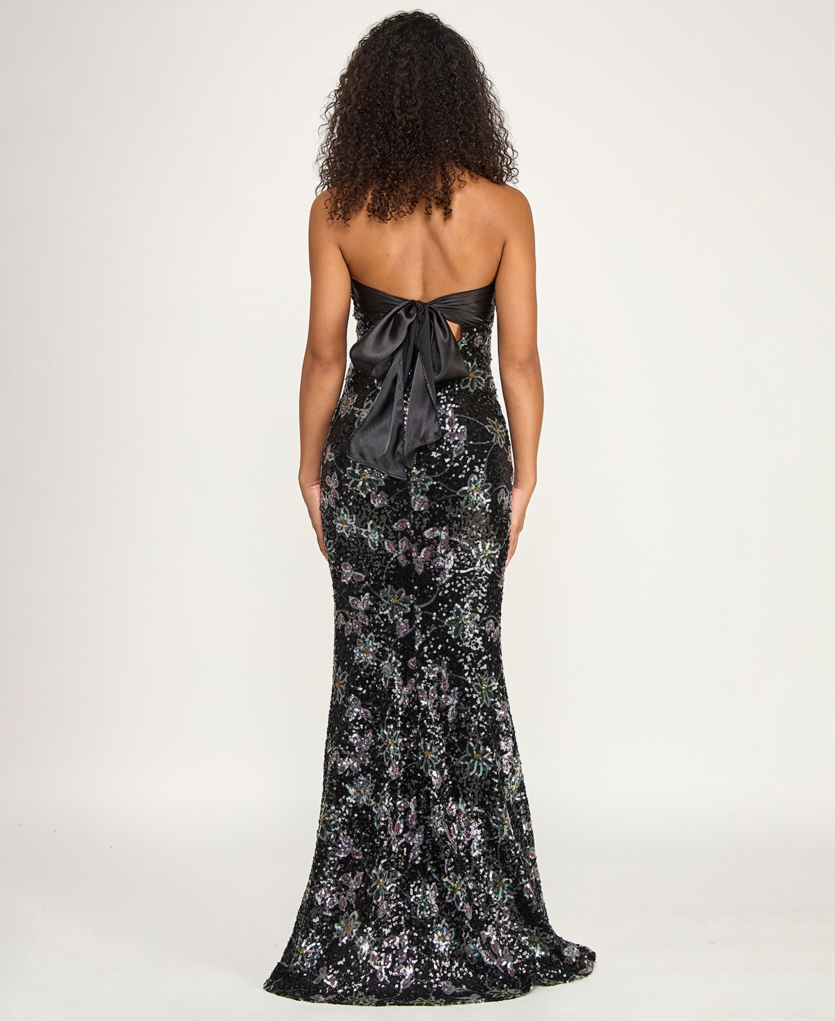 City Studios Juniors' Strapless Twist-Front Sequin Detail Gown