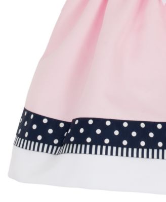 Baby Girls' Polka Dot Nautical Round Neck Dress, Panty and Hat, 3-Piece Set