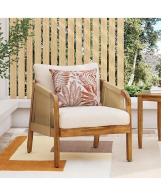 Acacia & Wicker Outdoor Club Chairs - Brown/Beige
