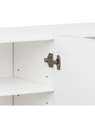 Cream TV Stand Console - 75" TV, Adjustable Shelves