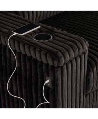  Oversized Corduroy Corner Sofa w/ Storage, USB, Cup-holder (Not Combinable