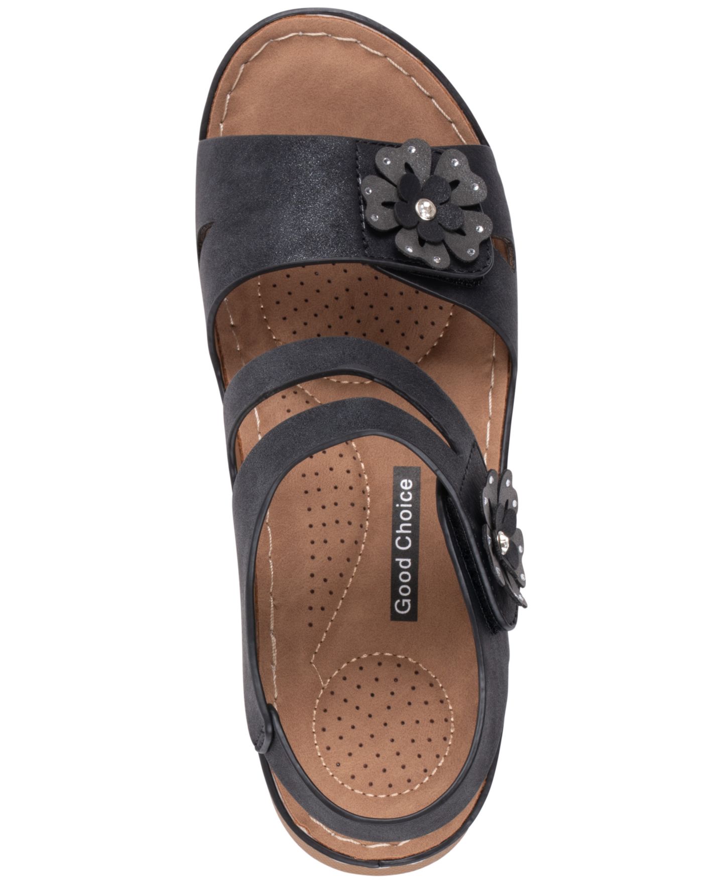 Женские сандалии GC Shoes Cadance Double Band Rosette Comfort, цвет: Чёрный — фото 4