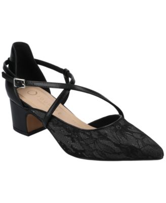 Women's Galvinn Strappy Pointed Toe Block Heel Pumps
