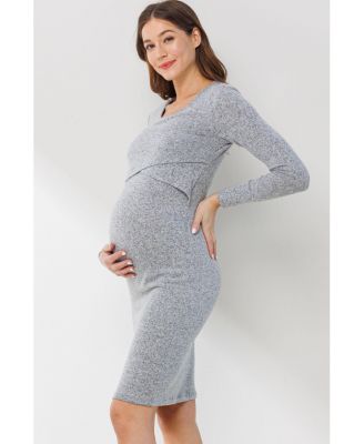 Maternity Long Sleeve Bodycon Nursing Dress