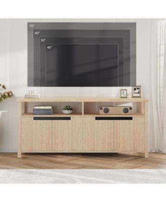 63" Tall Entertainment Center with Storage and Open Shelf Farmhouse TV Stand
