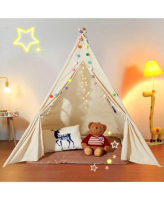 Kids Play Tent with Durable Frame Soft Mat and Decorative Accessories for Indoor and Outdoor Play