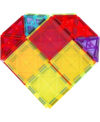 Magnetic Tiles Building Set for Kids with 121 Pieces STEM Construction Blocks and Car Bases