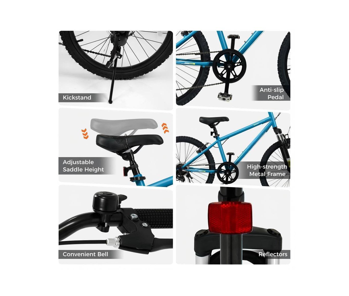 Детская игрушка HONGGE 20 Inch Kids Mountain Bike with Front Suspension Fork and Six-Speed Drivetrain, Ages 8+, цвет: Синий — фото 9