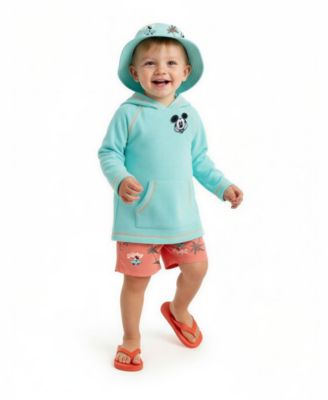 Baby Boys' Mickey Rashguard Top, Cover-Up, Swim Shorts and Bucket Hat, 4-Piece Set