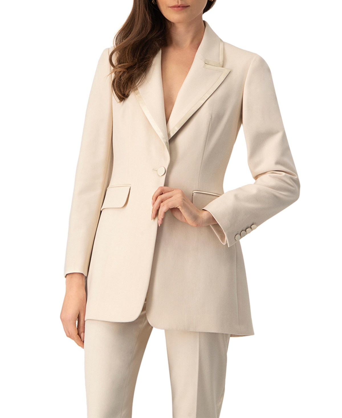 Ivonne Women's Tailored Blazer With Satin Lapel