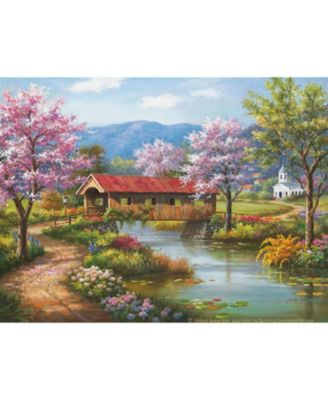Covered Bridge in Spring 300 piece Jigsaw Puzzle for Adults