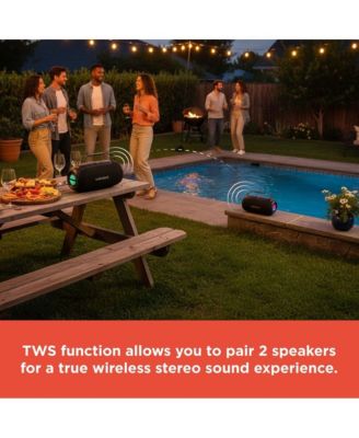 80W IPX5 Splashproof Powerful Portable Bluetooth Speaker Black & Orange with TWS for Pairing