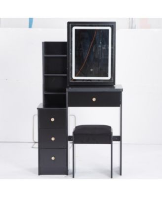 Streamdale Compact Bedside Vanity Table with LED Mirror