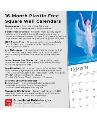 Ballet | 2026 12 x 24 Inch (Hanging) Monthly Square Wall Calendar