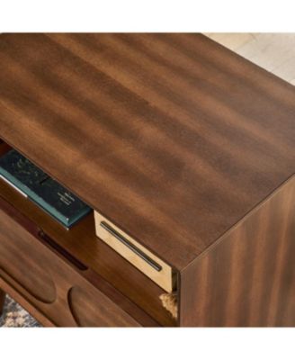 Mid Century Modern Nightstand with USB & Drawer Walnut