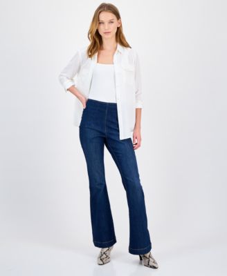 Women's High Rise Pull-On Flare Jeans, Created for Macy's
