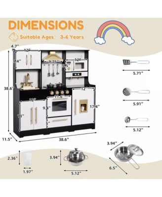Wooden Kids Play Kitchen, Pretend Play Kitchen Playset w/Sounds for Toddlers.