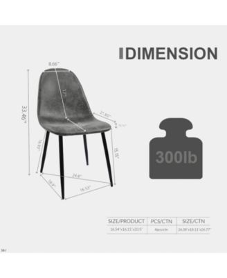 Modern Accent Dining Chairs (Set of 4, Grey