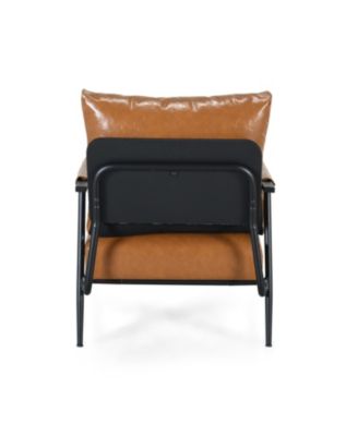 Streamdale Mid-Century Accent Chair with Brown Faux Leather