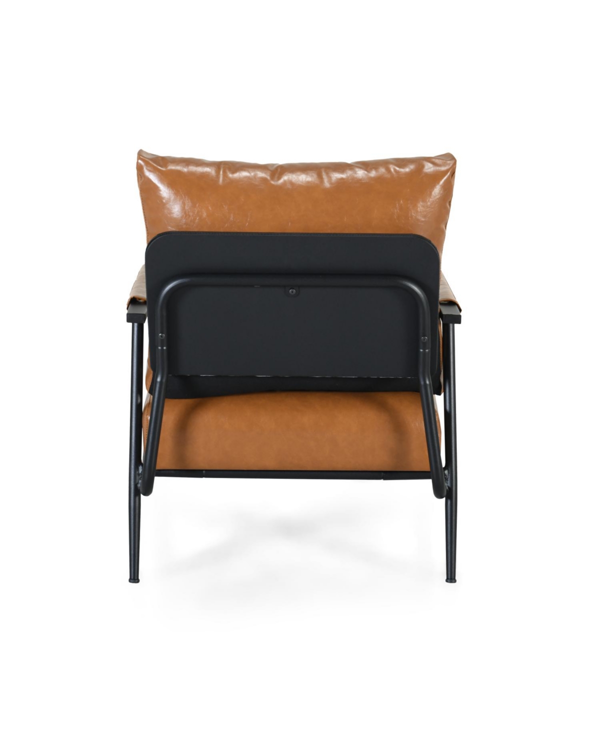 Streamdale Mid-Century Accent Chair with Brown Faux Leather