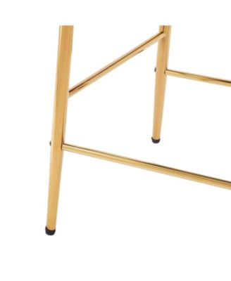 Set of 2 Modern Counter Stools, 28", Dark Blue with Iron Frame and Soft Cushion