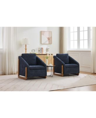 Elegant Modern Chenille Armchair with Wooden Frame and Cushioned Comfort