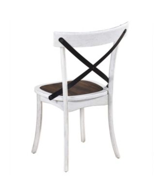 2 Pieces Set Dining Side Chair Rustic Modern Farmhouse Design Retro Design With Metal X Design